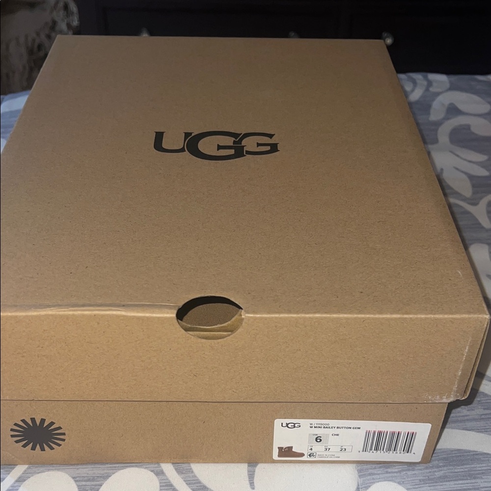 UGG Mini Bailey Button Gem Ankle Boots - Brown NWT - image 7
